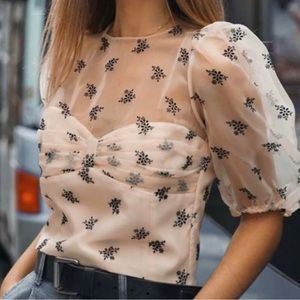 Zara Organza Mesh Blouse